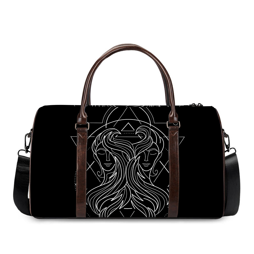 Black And White Gemini Sign Print Duffle Bag