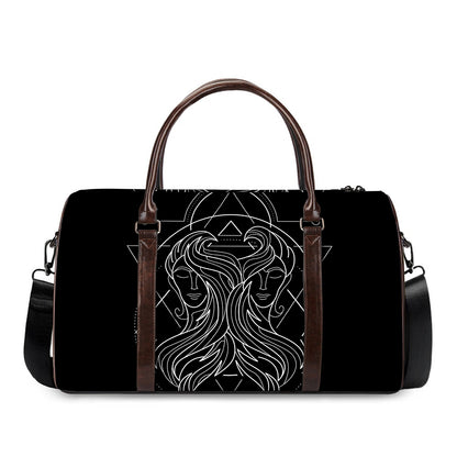 Black And White Gemini Sign Print Duffle Bag