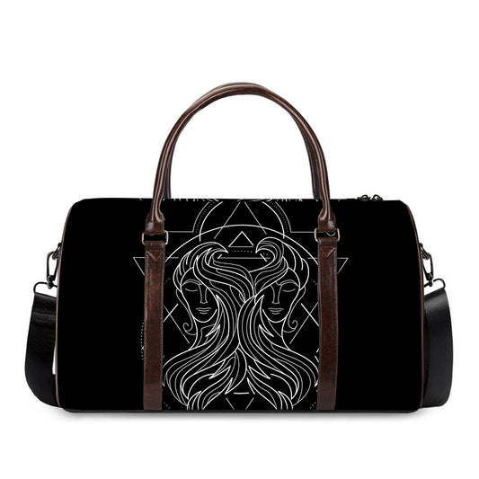 Black And White Gemini Sign Print Duffle Bag