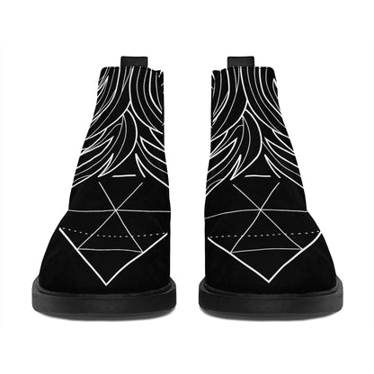 Black And White Gemini Sign Print Flat Ankle Boots