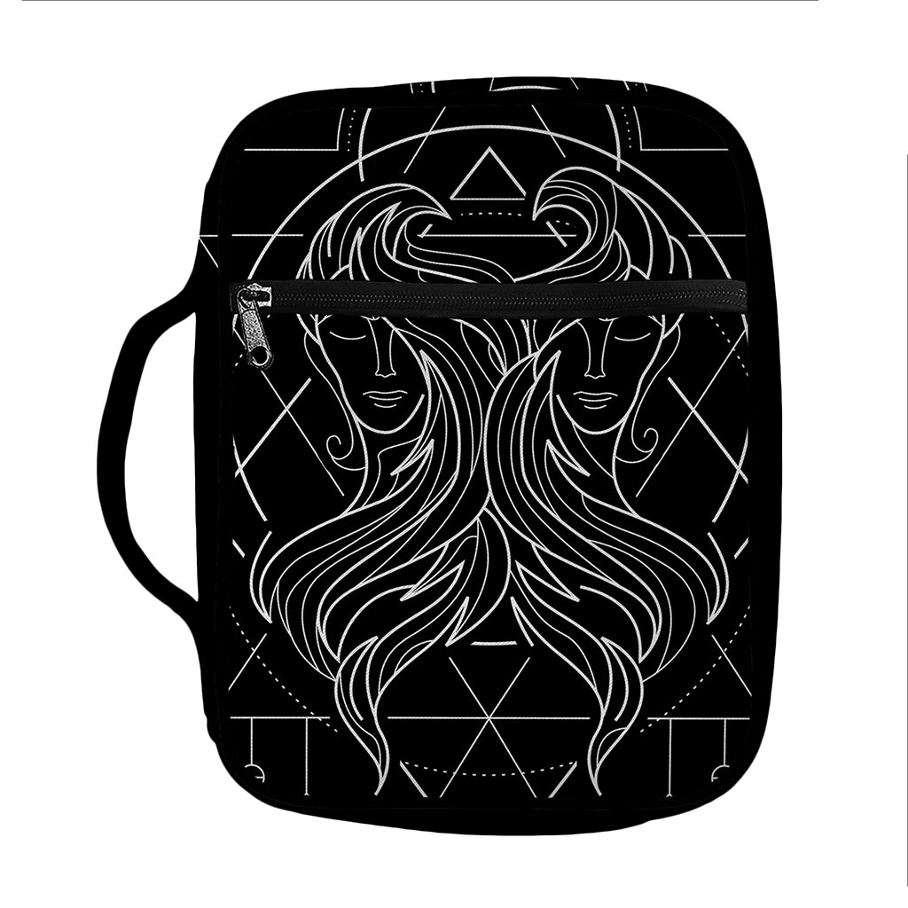Black And White Gemini Sign Print Front Pocket Bible Bag