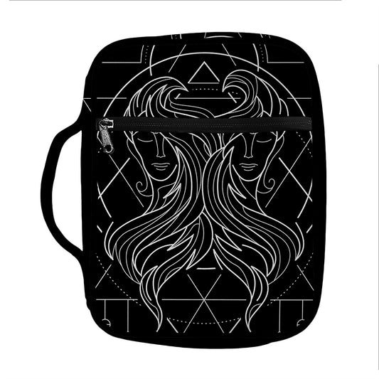 Black And White Gemini Sign Print Front Pocket Bible Bag