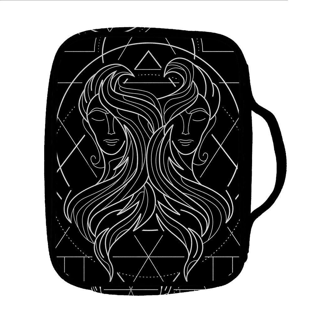 Black And White Gemini Sign Print Front Pocket Bible Bag