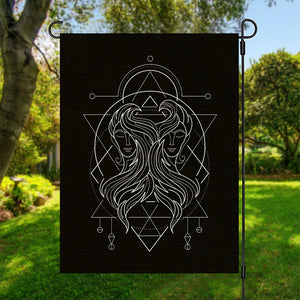 Black And White Gemini Sign Print Garden Flag