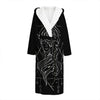 Black And White Gemini Sign Print Hooded Bathrobe