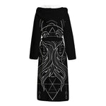 Black And White Gemini Sign Print Hooded Bathrobe