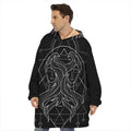 Black And White Gemini Sign Print Hoodie Blanket