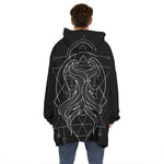 Black And White Gemini Sign Print Hoodie Blanket