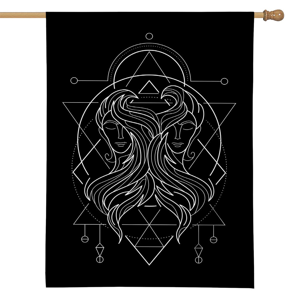 Black And White Gemini Sign Print House Flag
