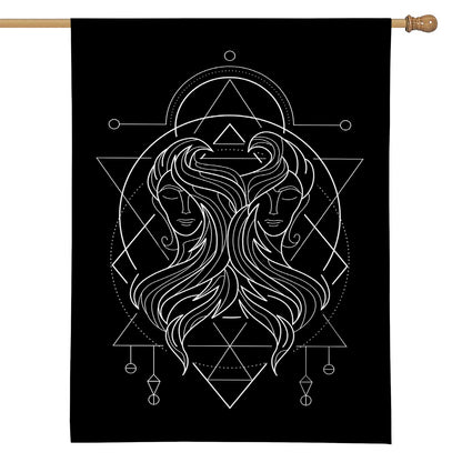 Black And White Gemini Sign Print House Flag