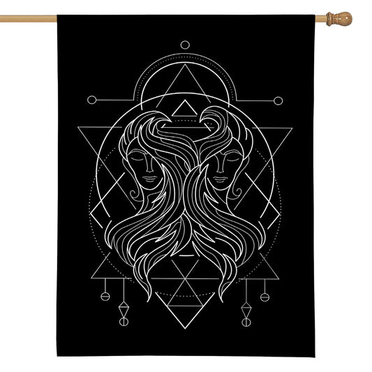 Black And White Gemini Sign Print House Flag