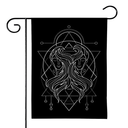 Black And White Gemini Sign Print House Flag