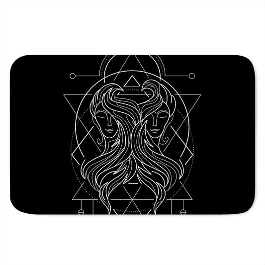 Black And White Gemini Sign Print Indoor Door Mat