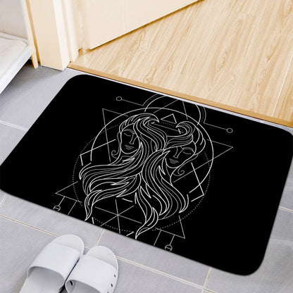 Black And White Gemini Sign Print Indoor Door Mat