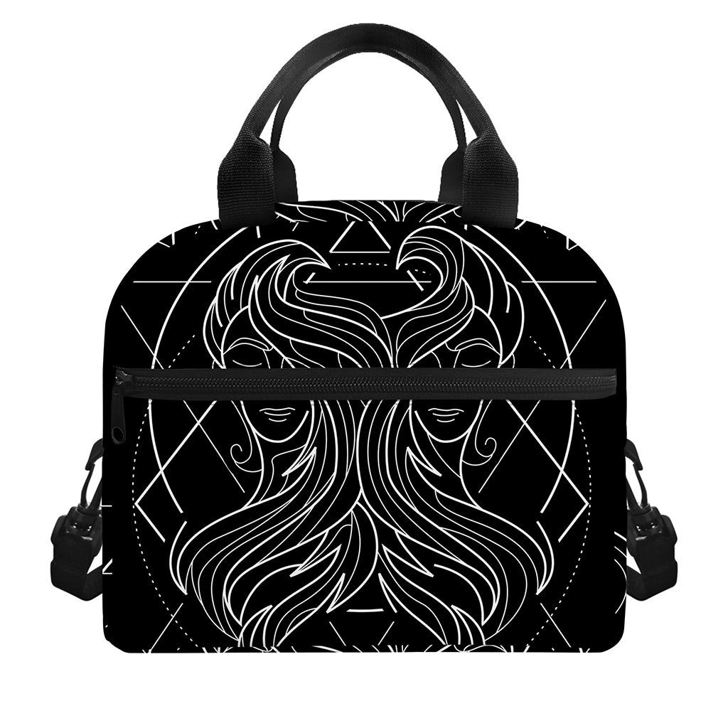 Black And White Gemini Sign Print Insulated Lunch Bag