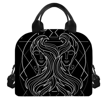 Black And White Gemini Sign Print Insulated Lunch Bag