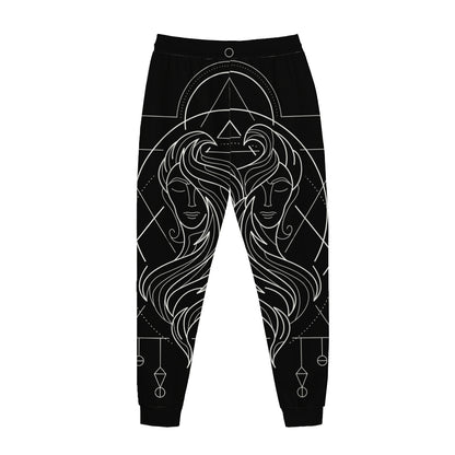 Black And White Gemini Sign Print Jogger Pants