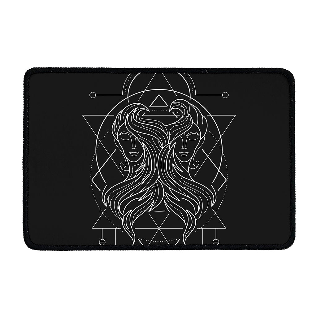 Black And White Gemini Sign Print Kitchen Mat