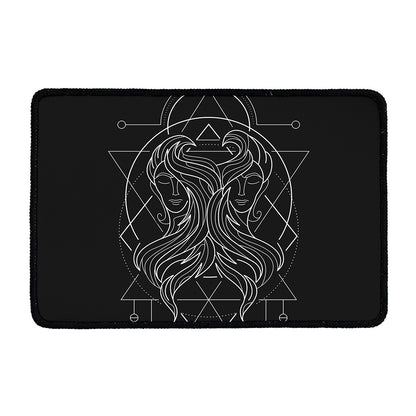 Black And White Gemini Sign Print Kitchen Mat