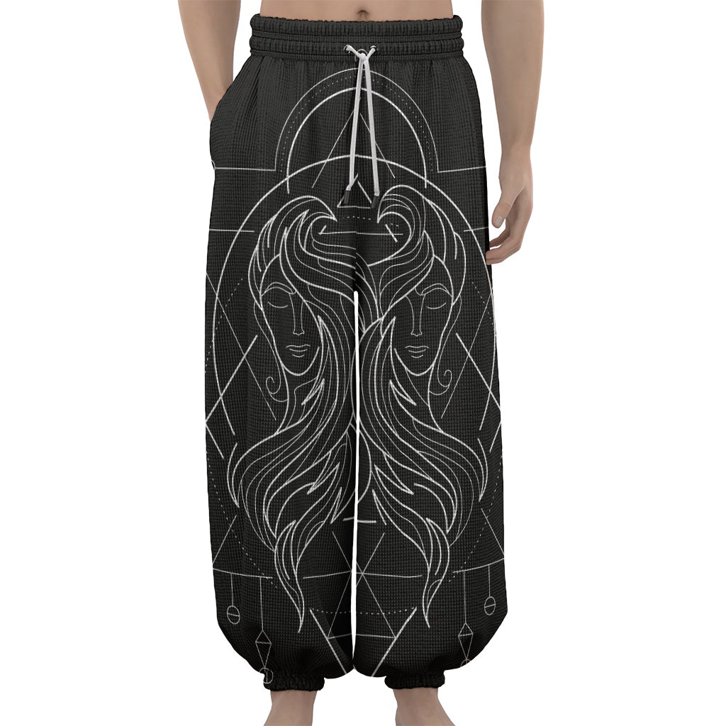 Black And White Gemini Sign Print Lantern Pants