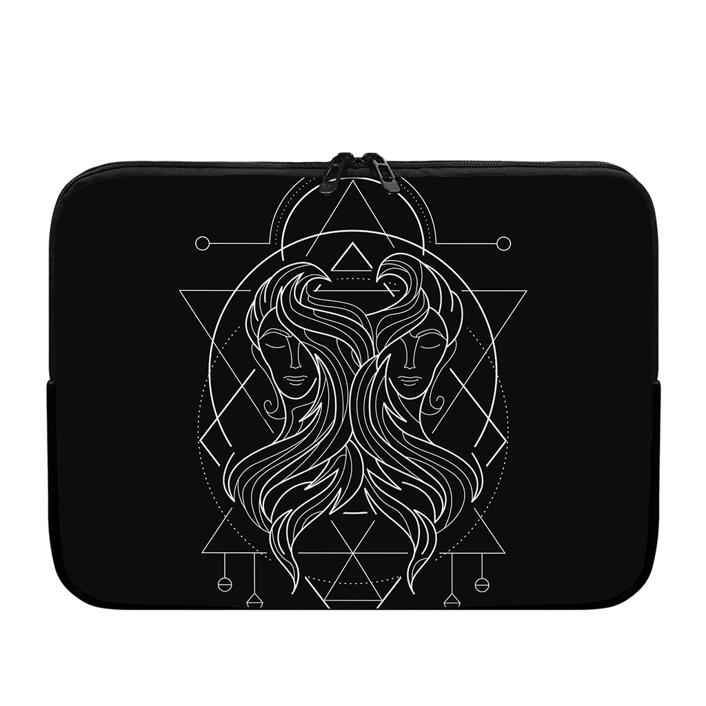 Black And White Gemini Sign Print Laptop Sleeve