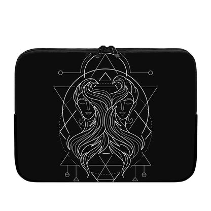 Black And White Gemini Sign Print Laptop Sleeve