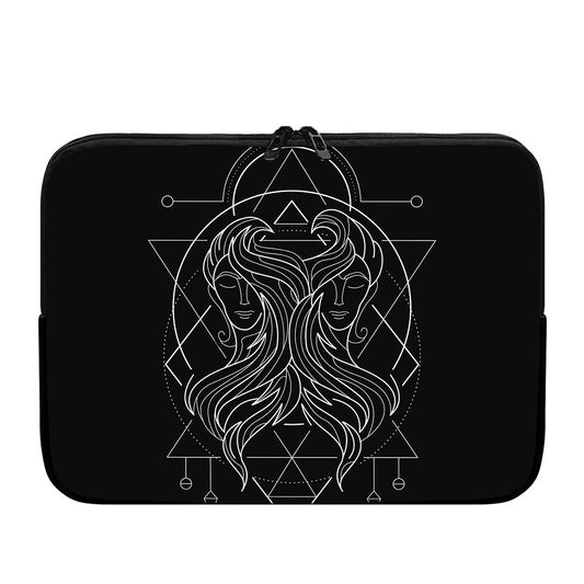 Black And White Gemini Sign Print Laptop Sleeve