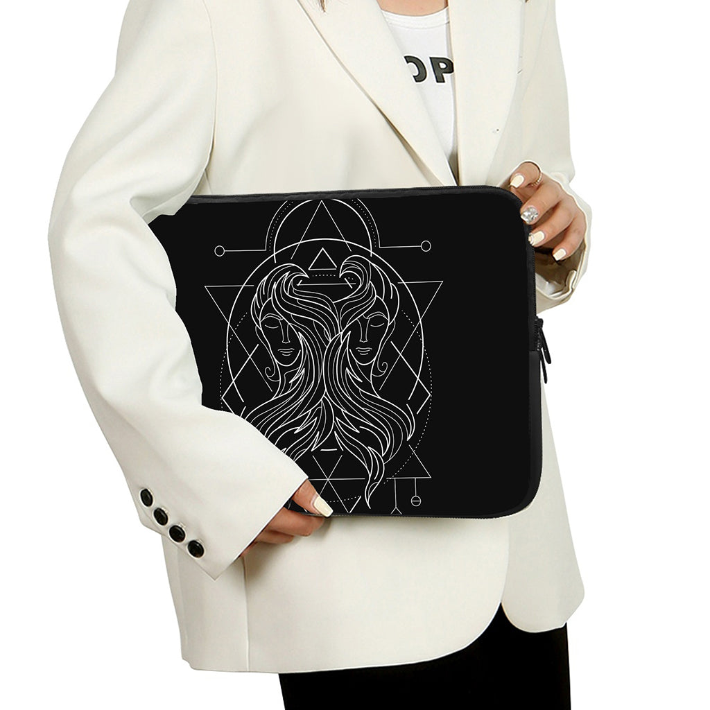 Black And White Gemini Sign Print Laptop Sleeve