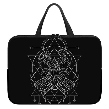 Black And White Gemini Sign Print Laptop Sleeve With Handle