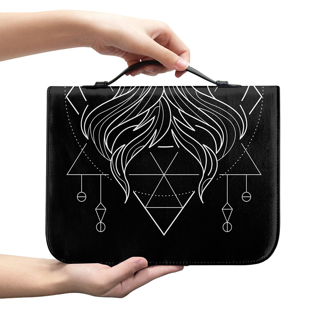 Black And White Gemini Sign Print Leather Bible Cover