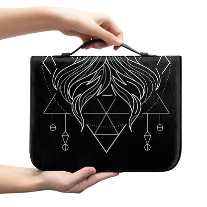 Black And White Gemini Sign Print Leather Bible Cover