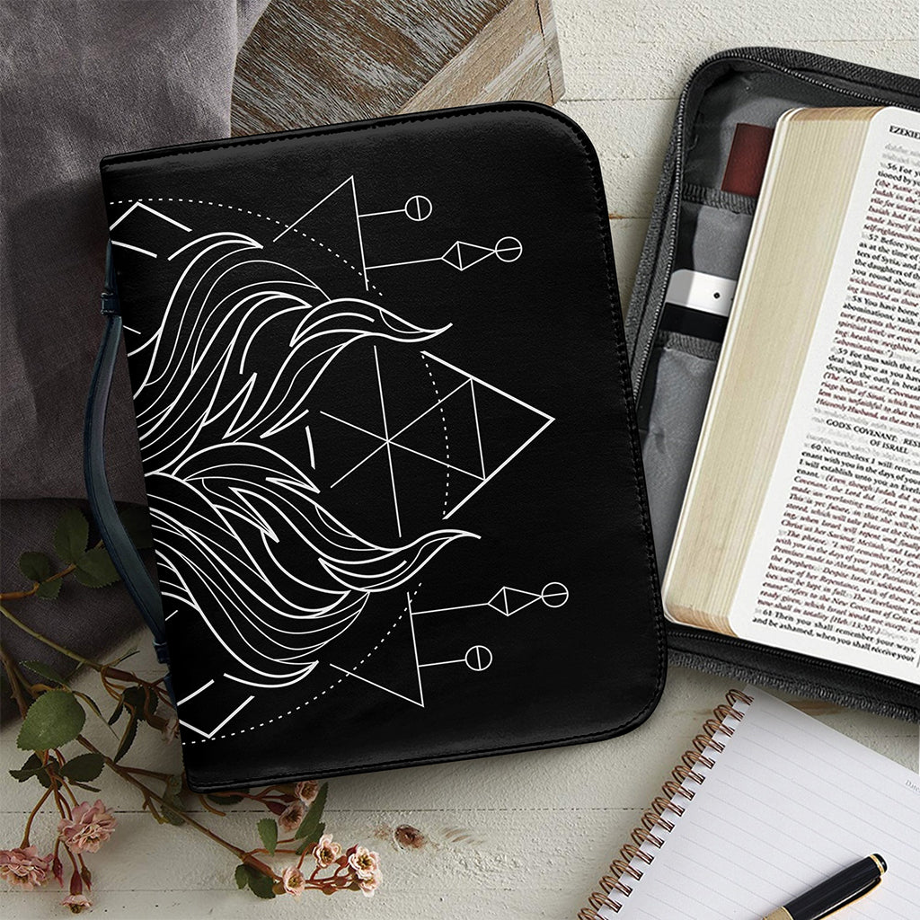 Black And White Gemini Sign Print Leather Bible Cover