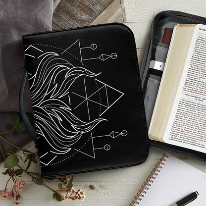 Black And White Gemini Sign Print Leather Bible Cover
