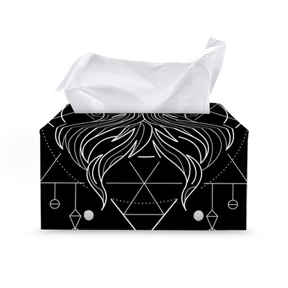 Black And White Gemini Sign Print Leather Tissue Box Cover