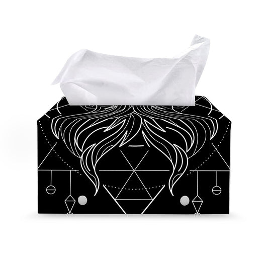 Black And White Gemini Sign Print Leather Tissue Box Cover
