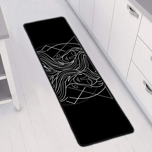 Black And White Gemini Sign Print Long Kitchen Mat