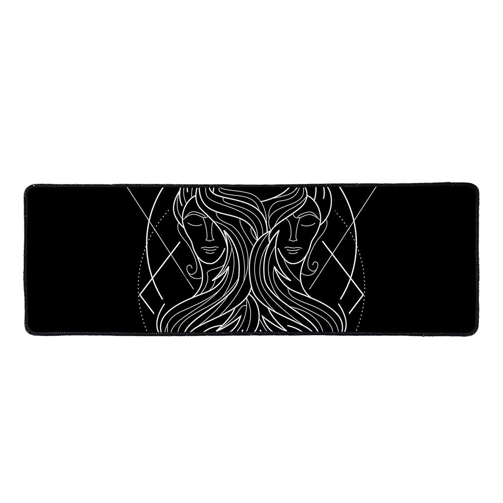 Black And White Gemini Sign Print Long Kitchen Mat