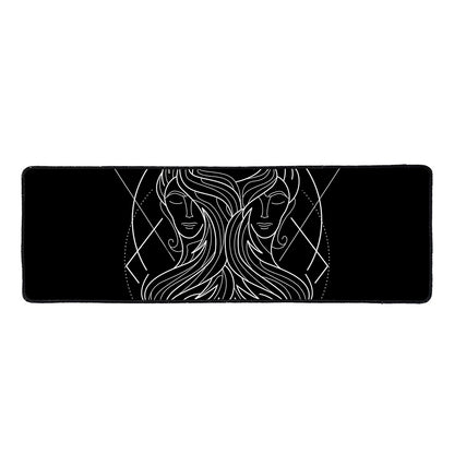 Black And White Gemini Sign Print Long Kitchen Mat