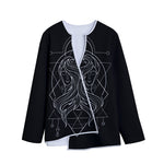 Black And White Gemini Sign Print Long Sleeve Short Coat