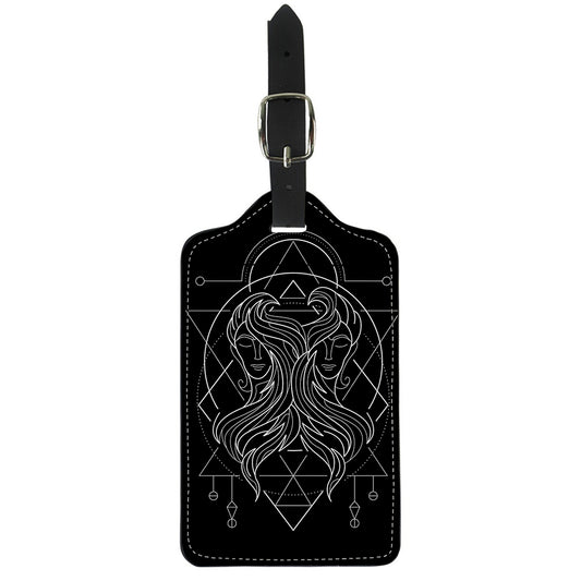 Black And White Gemini Sign Print Luggage Tag