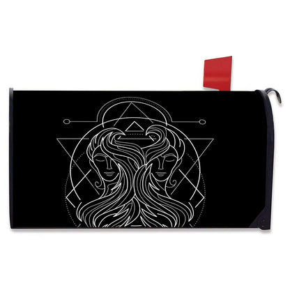 Black And White Gemini Sign Print Mailbox Cover
