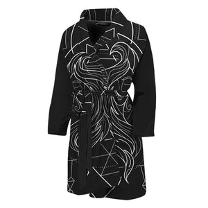 Black And White Gemini Sign Print Men's Bathrobe