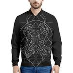 Black And White Gemini Sign Print Men's Bomber Jacket