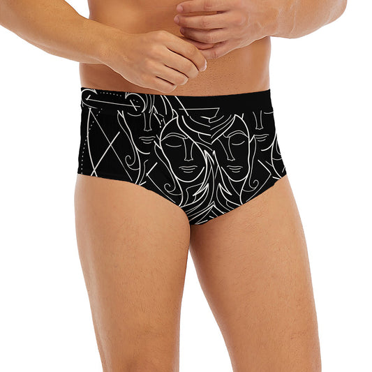 Black And White Gemini Sign Print Men's Briefs