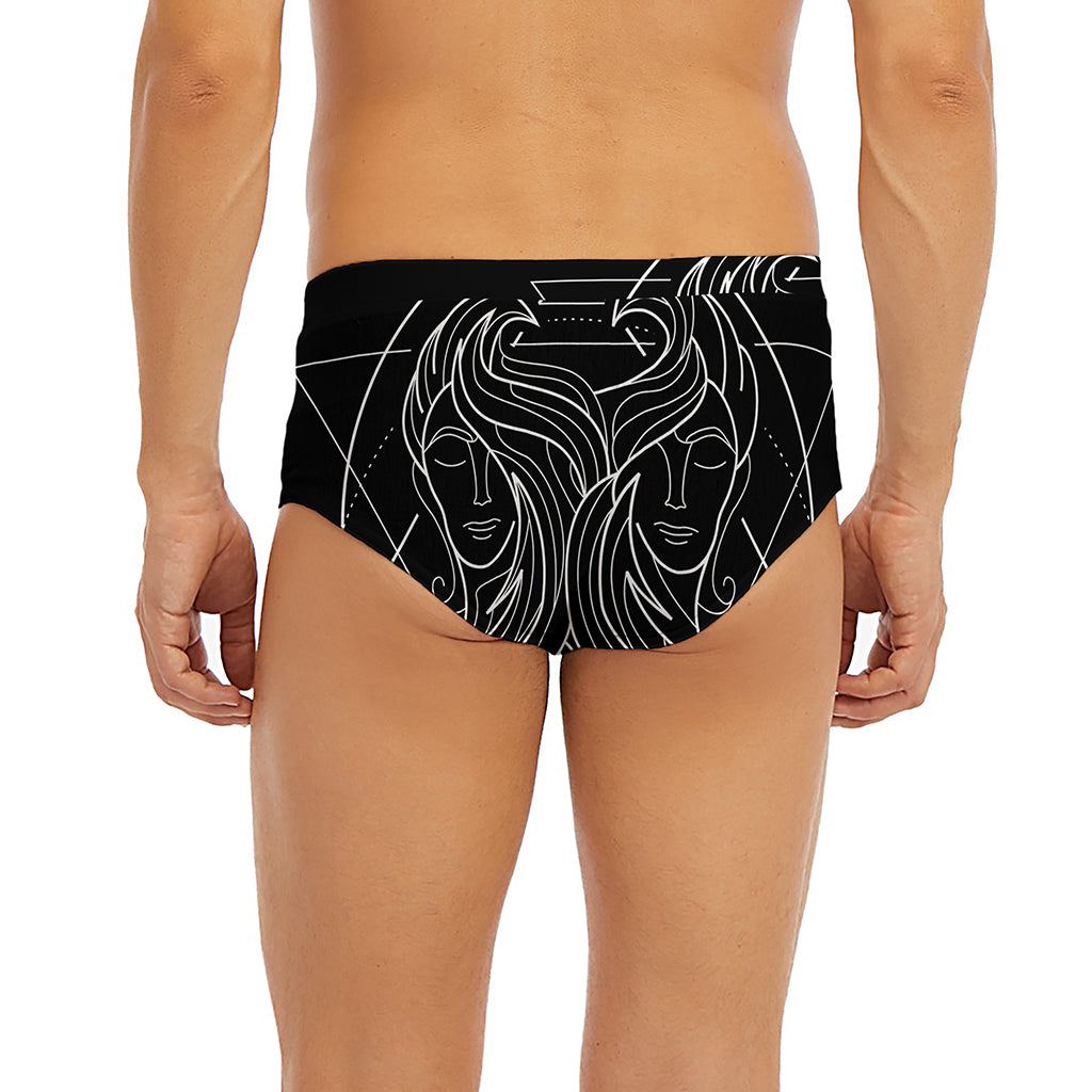 Black And White Gemini Sign Print Men's Briefs