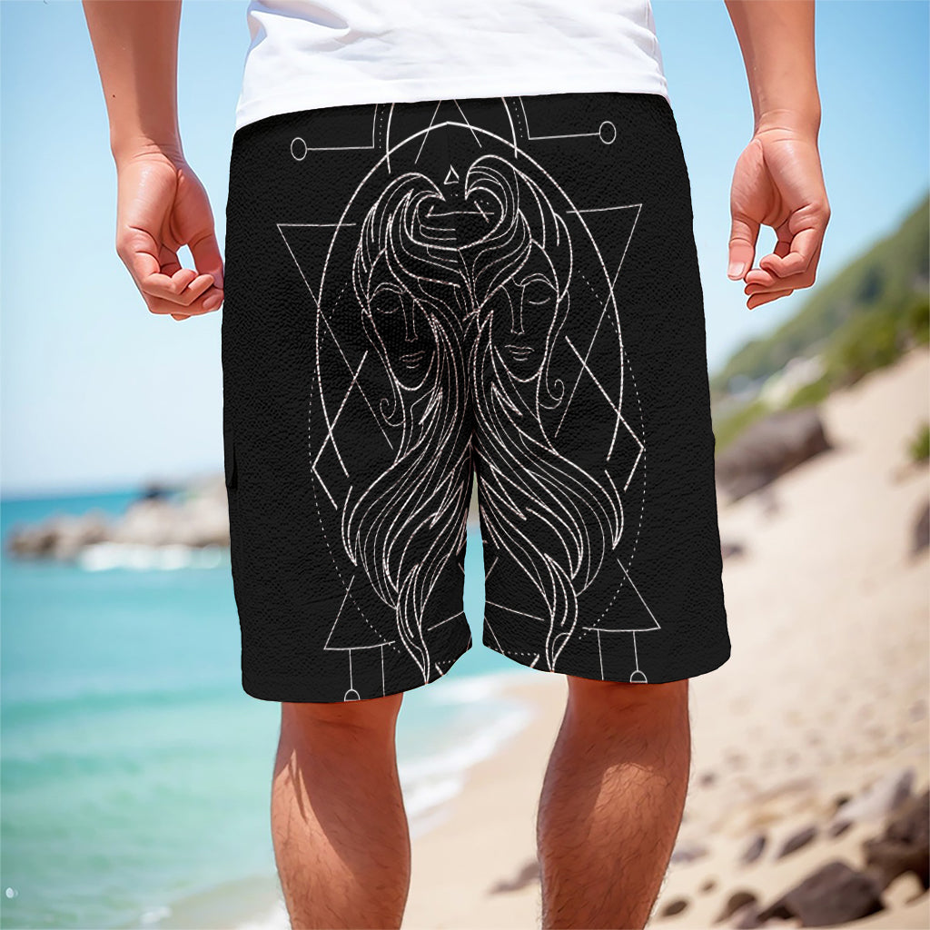 Black And White Gemini Sign Print Men's Cargo Shorts
