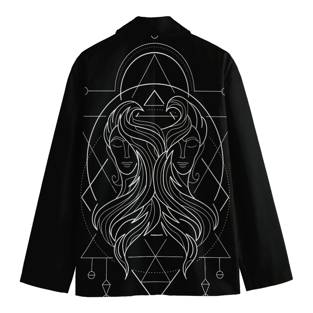 Black And White Gemini Sign Print Men's Cotton Blazer