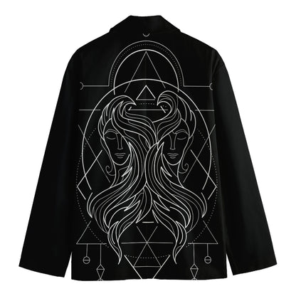 Black And White Gemini Sign Print Men's Cotton Blazer