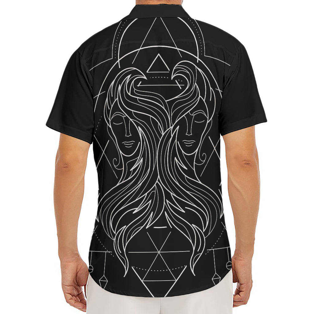 Black And White Gemini Sign Print Men's Deep V-Neck Shirt