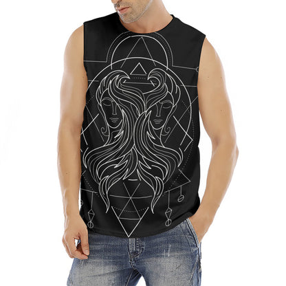 Black And White Gemini Sign Print Men's Fitness Tank Top